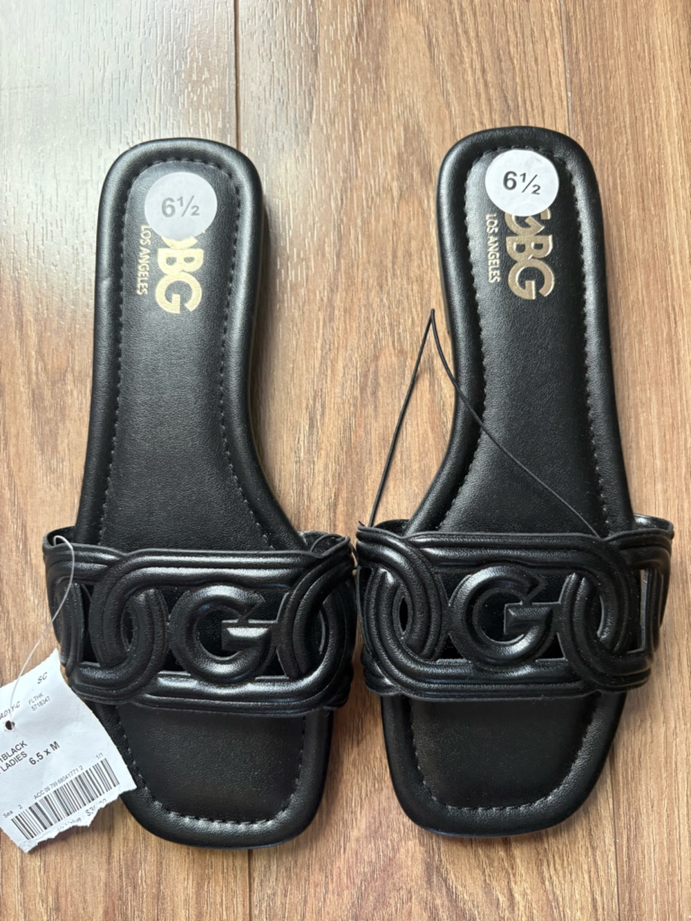 GBG Los Angeles Black Slide Sandals